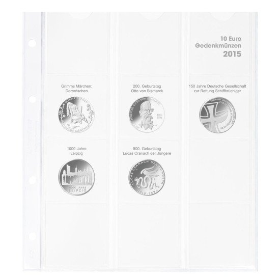 Lindner 1108D15  Hoja pre-impresa karat para monedas conmemorativas de 10 euros 2015 Alemania 
