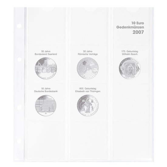 Lindner 1108D07  Hoja pre-impresa karat para monedas conmemorativas de 10 euros 