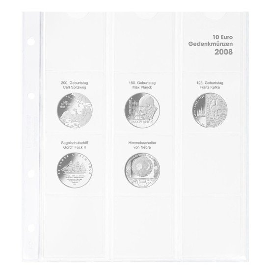 Lindner 1108D08 Hoja pre-impresa karat para monedas conmemorativas de 10 euros 2008 Alemania 