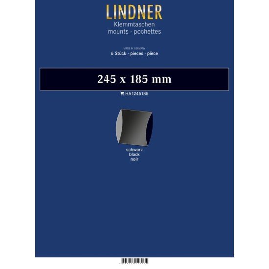Lindner HA1245185 protectores 245 x 185 mm negros paquete de 6 