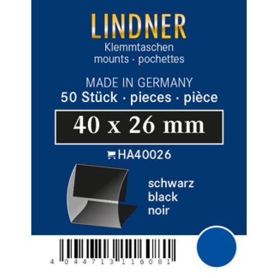 Lindner HA40026 paquetes protectores 40 x 26 negros 50 estuches