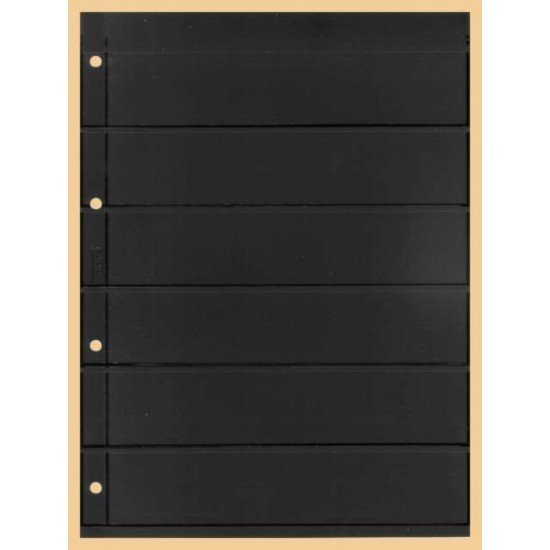 Lindner K-E26 Hoja clasificadora KOBRA, negro, 6 tiras por ambos lados 