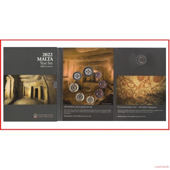 Malta 2022 Cartera Oficial Monedas € euro + 2 euros conm Hipogeo de Hal Saflieni Malta 2022 Cartera Oficial Monedas € euro + 2 euros conm Hipogeo de Hal Saflieni