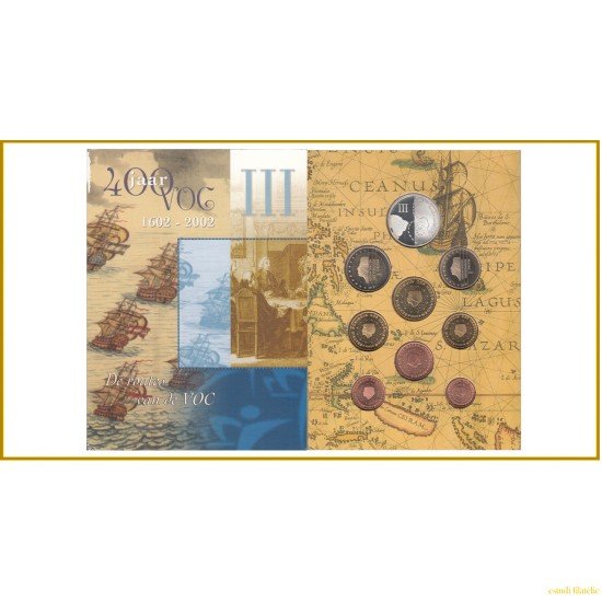 Monedas Euros Holanda Cartera oficial 2002 VOC parte III Incluye Medalla de Plata