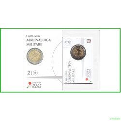 Italia 2023 2 € euros conmemorativos Cartera Oficial Coin card Aeronáutica militar