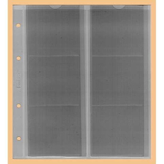 Lindner K-F6 Hoja para monedas KOBRA, para 6 monedas individuales empaquetadas y soldadas de hasta 72 x 64 mm Lindner K-F6 Hoja para monedas KOBRA, para 6 monedas individuales empaquetadas y soldadas de hasta 72 x 64 mm
