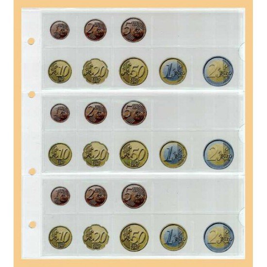 Lindner K-FE24 Hoja para monedas euro KOBRA para 3 series de monedas euro 