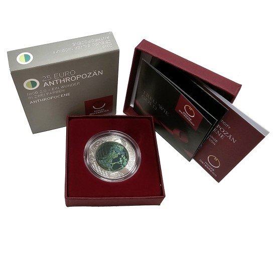 Austria 2018 25€ Anthropozän plata y bionio