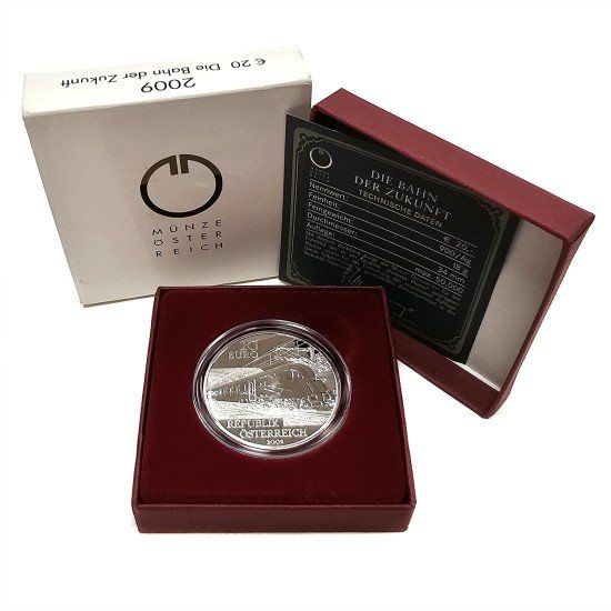 Austria 2009 20€ proof plata Tren eléctrico Austria 2009 20€ proof plata Tren eléctrico