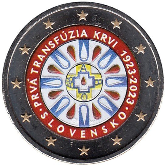 Eslovaquia 2023 2 € euros conmemorativos Color Transfusión de sangre 