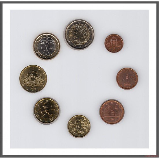 Italia 2009 Emisión monedas Sistema monetario euro € Tira Italia 2009 Emisión monedas Sistema monetario euro € Tira