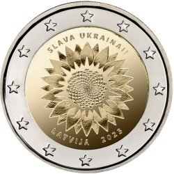 Letonia 2023 2 € euros conmemorativos Girasol de Ucrania Letonia 2023 2 € euros conmemorativos Girasol de Ucrania
