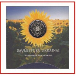 Letonia Latvija 2023 Coin Card Moneda 2€ euros Girasol Juntos con Ucrania