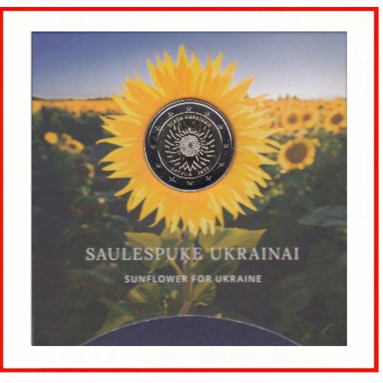 Letonia Latvija 2023 Coin Card Moneda 2€ euros Girasol Juntos con Ucrania Letonia Latvija 2023 Coin Card Moneda 2€ euros Girasol Juntos con Ucrania