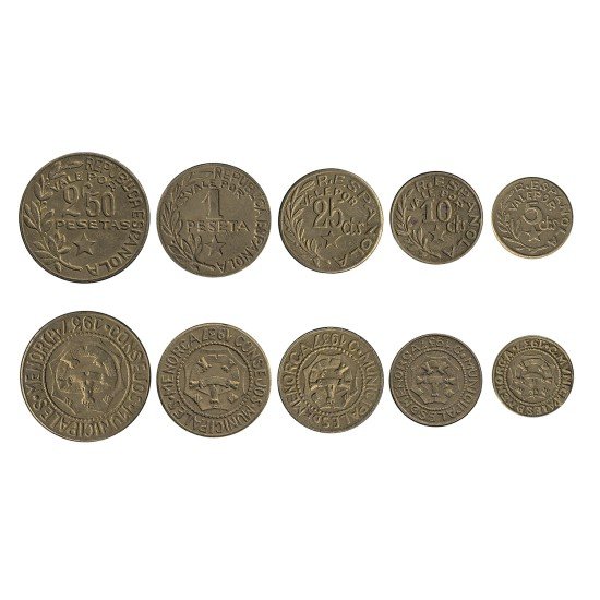 Menorca 1937 Serie completa de 5 monedas