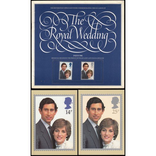 Lady Di y Carlos de Inglaterra 1981 Carpeta con sellos y entero postales Lady Di y Carlos de Inglaterra 1981 Carpeta con sellos y entero postales