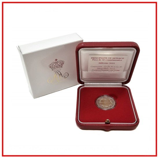 Monaco 2022 Cartera Oficial Estuche Monedas 2€ conmemorativos proof Albert 1er 1848-1922