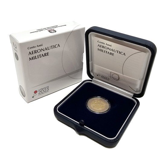 Italia 2023 Cartera Oficial Estuche Moneda 2€ conmemorativos proof Aeronáutica militar 