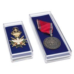 Leuchtturm 368608 Cápsulas para medallas L, 138 x 53 x 20 mm, azul, paquete de 5 
