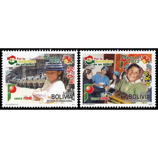 Bolivia 1529/30 2013 Navidad Por la sonrisa de un niño MNH Bolivia 1529/30 2013 Navidad Por la sonrisa de un niño MNH