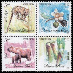 India 1843/46 2005 Flora y Fauna del noreste de la India MNH