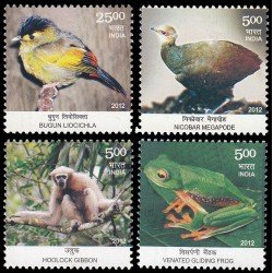 India 2431/34 2012 Fauna endémica India MNH