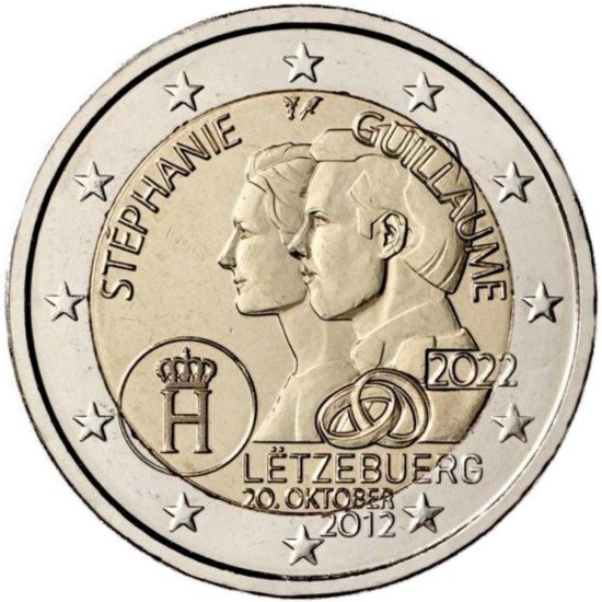 Luxemburgo 2022 2 € euros conmemorativos Av. Boda Guillermo Luxemburgo 2022 2 € euros conmemorativos Av. Boda Guillermo
