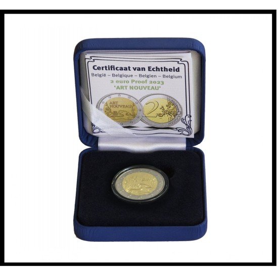 Bélgica 2023 Cartera Oficial Estuche Moneda 2 € conm Art Noveau Bélgica 2023 Cartera Oficial Estuche Moneda 2 € conm Art Noveau