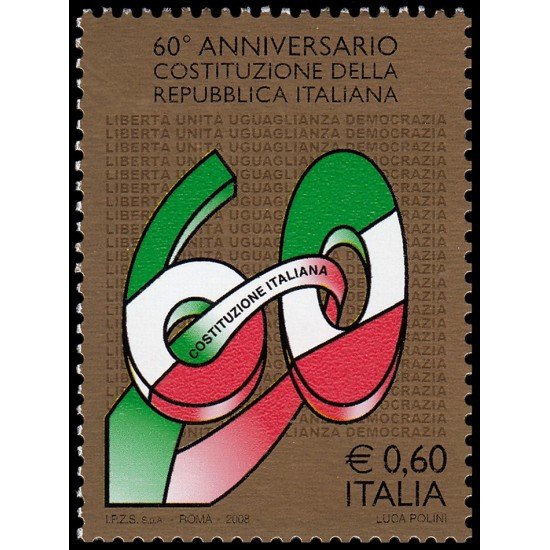 Italia Italy 2974 2008 60 aniv. De la Constitución MNH