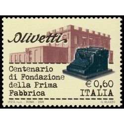 Italia Italy 2978 2008 100 aniv. Primera fábrica de máquinas de escribir Olivetti MNH Italia Italy 2978 2008 100 aniv. Primera fábrica de máquinas de escribir Olivetti MNH