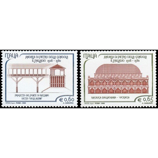 Italia Italy 3000/01 2008 Personalidades Arquitectura Andrea Palladio MNH