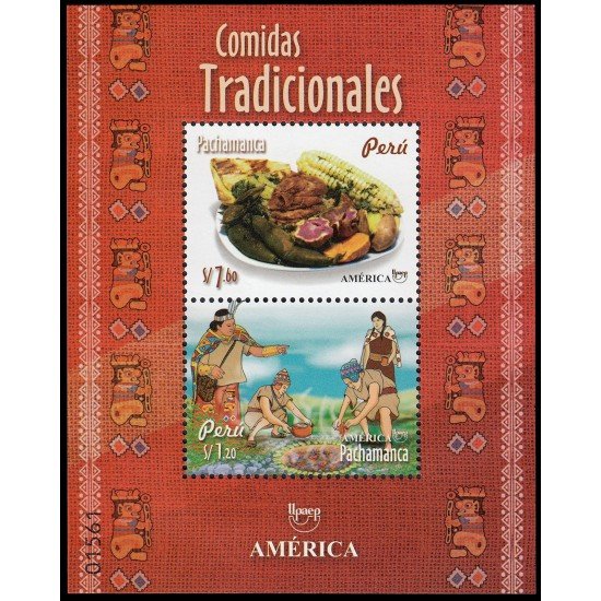 Upaep Perú 2019 Comidas tradicionales Hoja Bloque MNH Upaep Perú 2019 Comidas tradicionales Hoja Bloque MNH
