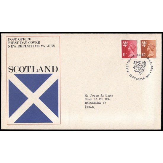 Gran Bretaña 807/12 (de la serie) 1976 SPD FDC Serie Reina Isabel II Escocia Sobre primer día Edinburgh Gran Bretaña 807/12 (de la serie) 1976 SPD FDC Serie Reina Isabel II Escocia Sobre primer día Edinburgh