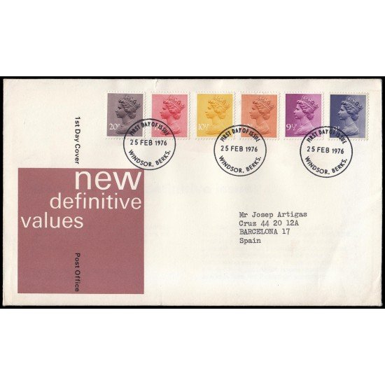 Gran Bretaña 780/85 1976 SPD FDC Serie Reina Isabel II Sobre primer día Windsor Gran Bretaña 780/85 1976 SPD FDC Serie Reina Isabel II Sobre primer día Windsor