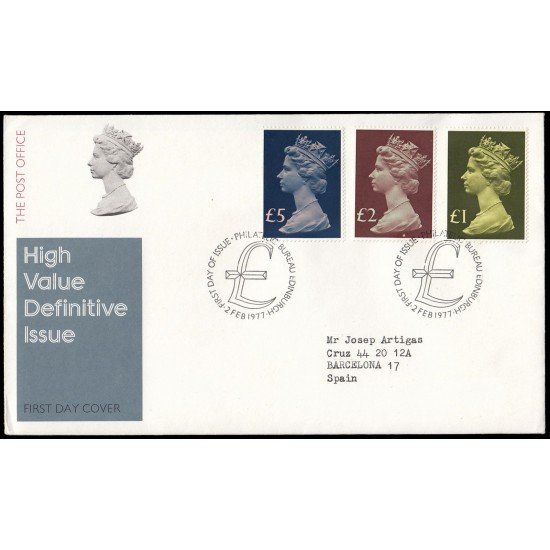 Gran Bretaña 822/24 1977 SPD FDC Serie Reina Isabel II Sobre primer día Philatelic Bureau