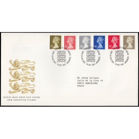 Gran Bretaña 1709/14 1993 SPD FDC Serie Reina Isabel II Sobre primer día Philatelic Bureau Gran Bretaña 1709/14 1993 SPD FDC Serie Reina Isabel II Sobre primer día Philatelic Bureau