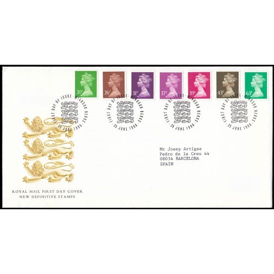 Gran Bretaña 1876/82 1996 SPD FDC Serie Reina Isabel II Sobre primer día Windsor Gran Bretaña 1876/82 1996 SPD FDC Serie Reina Isabel II Sobre primer día Windsor