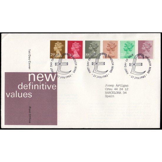 Gran Bretaña 1017/22 1982 SPD FDC Serie Reina Isabel II Sobre primer día Windsor