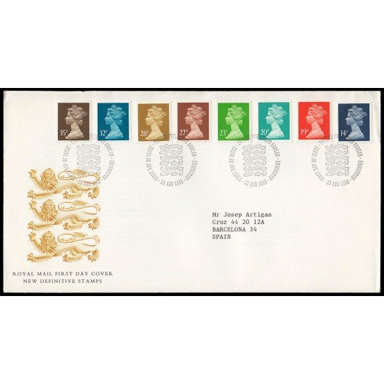 Gran Bretaña 1328/35 1988 SPD FDC Serie Reina Isabel II Sobre primer día Philatelic Bureau Gran Bretaña 1328/35 1988 SPD FDC Serie Reina Isabel II Sobre primer día Philatelic Bureau