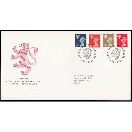 Gran Bretaña 1499/10 (de la serie) 1990 SPD FDC Serie Reina Isabel II Escocia Sobre primer día Edinburgh Gran Bretaña 1499/10 (de la serie) 1990 SPD FDC Serie Reina Isabel II Escocia Sobre primer día Edinburgh