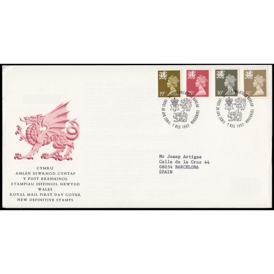 Gran Bretaña 1718/29 (de la serie) 1993 SPD FDC Serie Reina Isabel II Gales Sobre primer día Philatelic Bureau Gran Bretaña 1718/29 (de la serie) 1993 SPD FDC Serie Reina Isabel II Gales Sobre primer día Philatelic Bureau