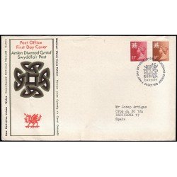 Gran Bretaña 807/12 (de la serie) 1976 SPD FDC Serie Reina Isabel II Gales Sobre primer día Cardiff Gran Bretaña 807/12 (de la serie) 1976 SPD FDC Serie Reina Isabel II Gales Sobre primer día Cardiff