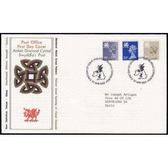 Gran Bretaña 1082/90 (de la serie) 1983 SPD FDC Serie Reina Isabel II Gales Sobre primer día Philatelic Bureau Gran Bretaña 1082/90 (de la serie) 1983 SPD FDC Serie Reina Isabel II Gales Sobre primer día Philatelic Bureau