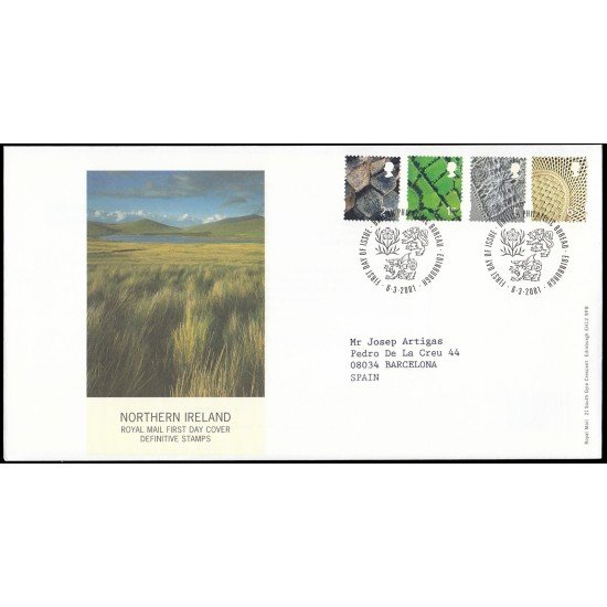 Gran Bretaña 2236/39 2001 SPD FDC Serie Regional Irlanda del Norte Sobre primer día Philatelic Bureau
