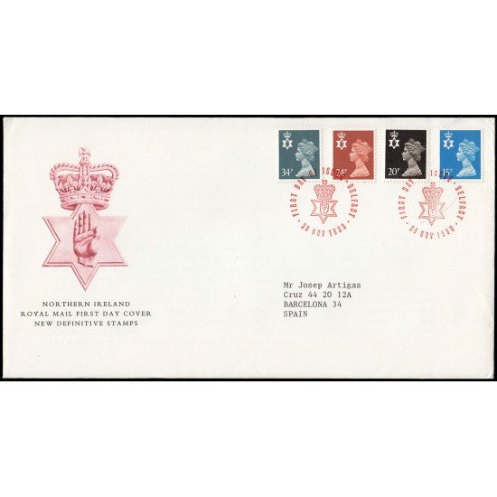 Gran Bretaña 1422/33 (de la serie) 1989 SPD FDC Serie Reina Isabel II Irlanda del Norte Sobre primer día Belfast Gran Bretaña 1422/33 (de la serie) 1989 SPD FDC Serie Reina Isabel II Irlanda del Norte Sobre primer día Belfast