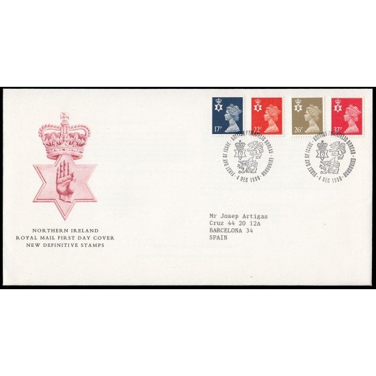 Gran Bretaña 1499/10 (de la serie) 1990 SPD FDC Serie Reina Isabel II Irlanda del Norte Sobre primer día Philatelic Bureau Gran Bretaña 1499/10 (de la serie) 1990 SPD FDC Serie Reina Isabel II Irlanda del Norte Sobre primer día Philatelic Bureau
