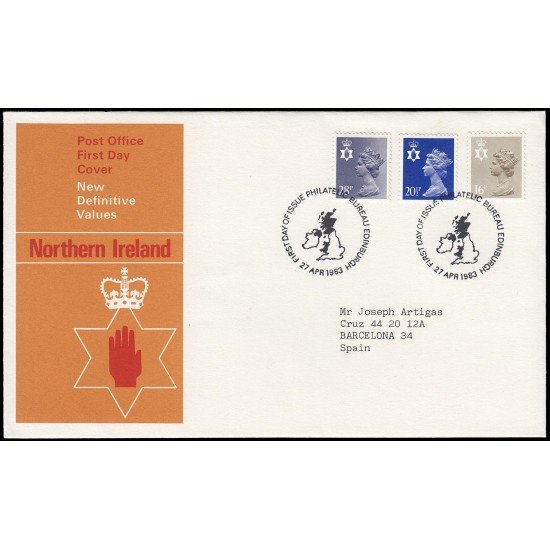 Gran Bretaña 1082/90 (de la serie) 1983 SPD FDC Serie Reina Isabel II Irlanda del Norte Sobre primer día Philatelic Bureau Gran Bretaña 1082/90 (de la serie) 1983 SPD FDC Serie Reina Isabel II Irlanda del Norte Sobre primer día Philatelic Bureau