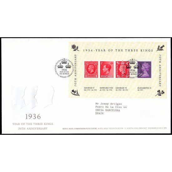 Gran Bretaña HB 39 2006 SPD FDC 1936 año de los tres Reyes Sobre primer día ThreeKingham Gran Bretaña HB 39 2006 SPD FDC 1936 año de los tres Reyes Sobre primer día ThreeKingham