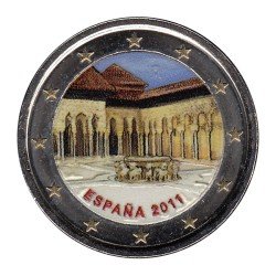 España 2011 2 € euros conmemorativos Color UNESCO Patio de los Leones La Alhambra Granada 