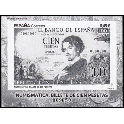 España Spain Prueba de lujo 168 2023 Billete de cien pesetas Prueba de artista en negro